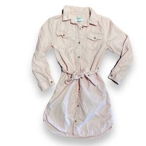Girls Pastel Baby Pink Corduroy Button Down Shirt Dress 100%cotton large L